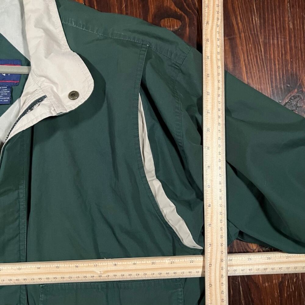 GANT L 90s Windbreaker Jacket Green Beige Colorblock Reversible Bomber Vintage - Picture 7 of 7